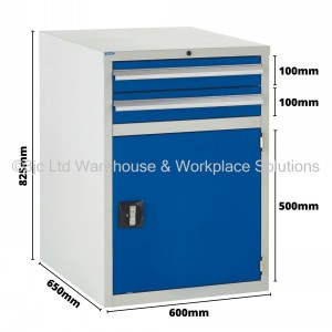 Euroslide Storage Cabinet 2 Drawer & Cupboard 825mm